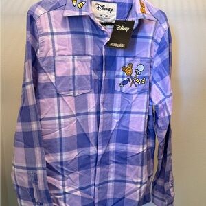 Disney/Cakeworthy Witch Minnie Mouse Halloween Purple Plaid Button-Up Shirt